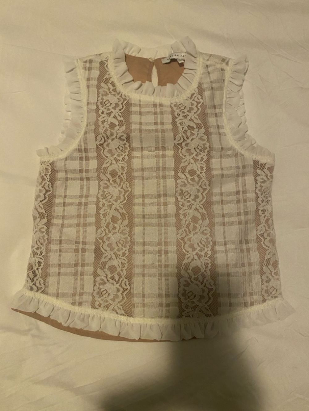 English Factory White Lace Ruffle Blouse